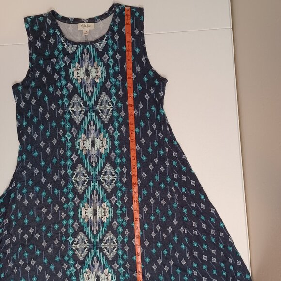 Women's Style & Co. Blue Relax/Casual Southwestern Design Midi Dress Size Medium - Picture 7 of 8